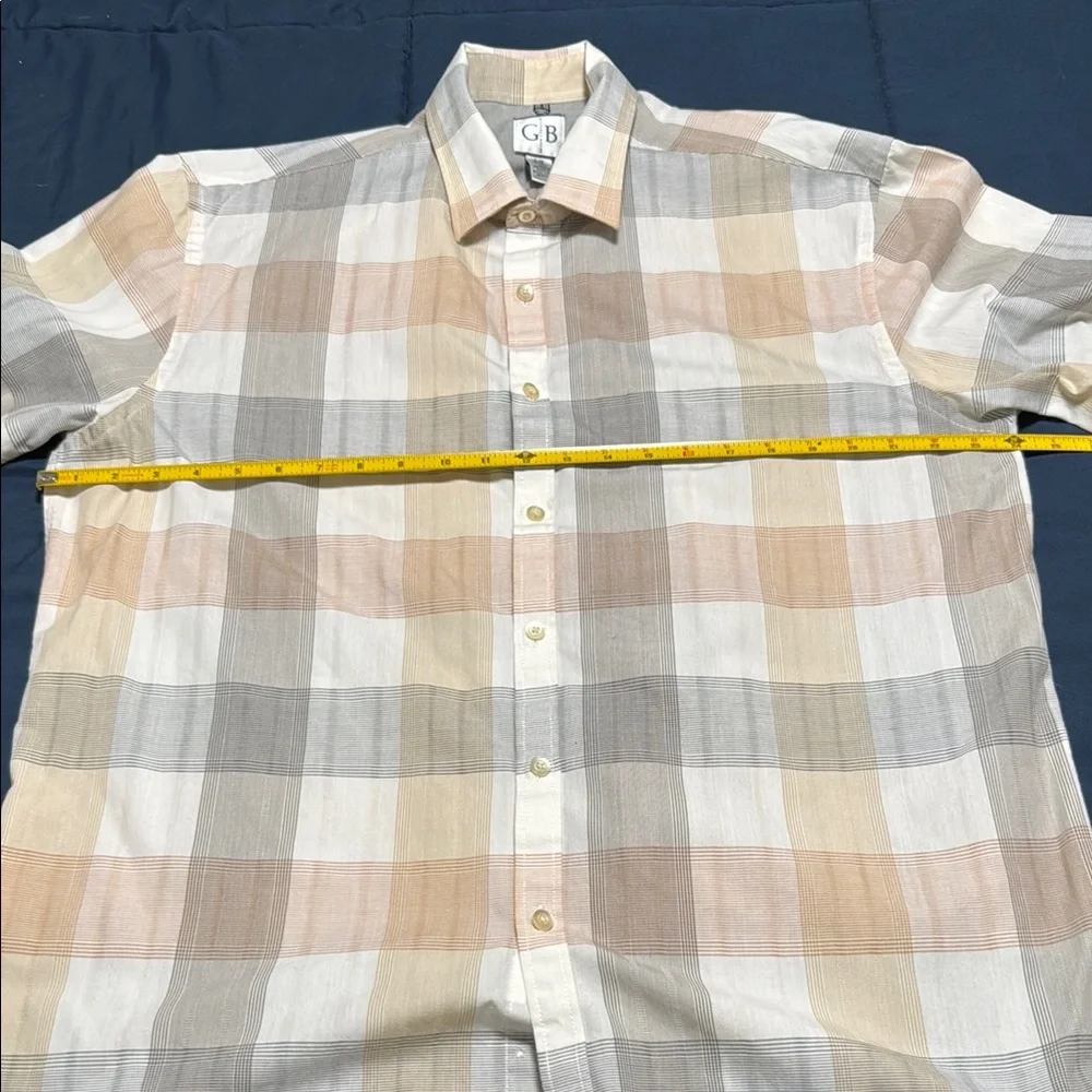 Geoffrey Beene Men’s SZ L (16-16 1/2) Checkered Short Sleeve Button Down Shirt - Picture 5 of 10